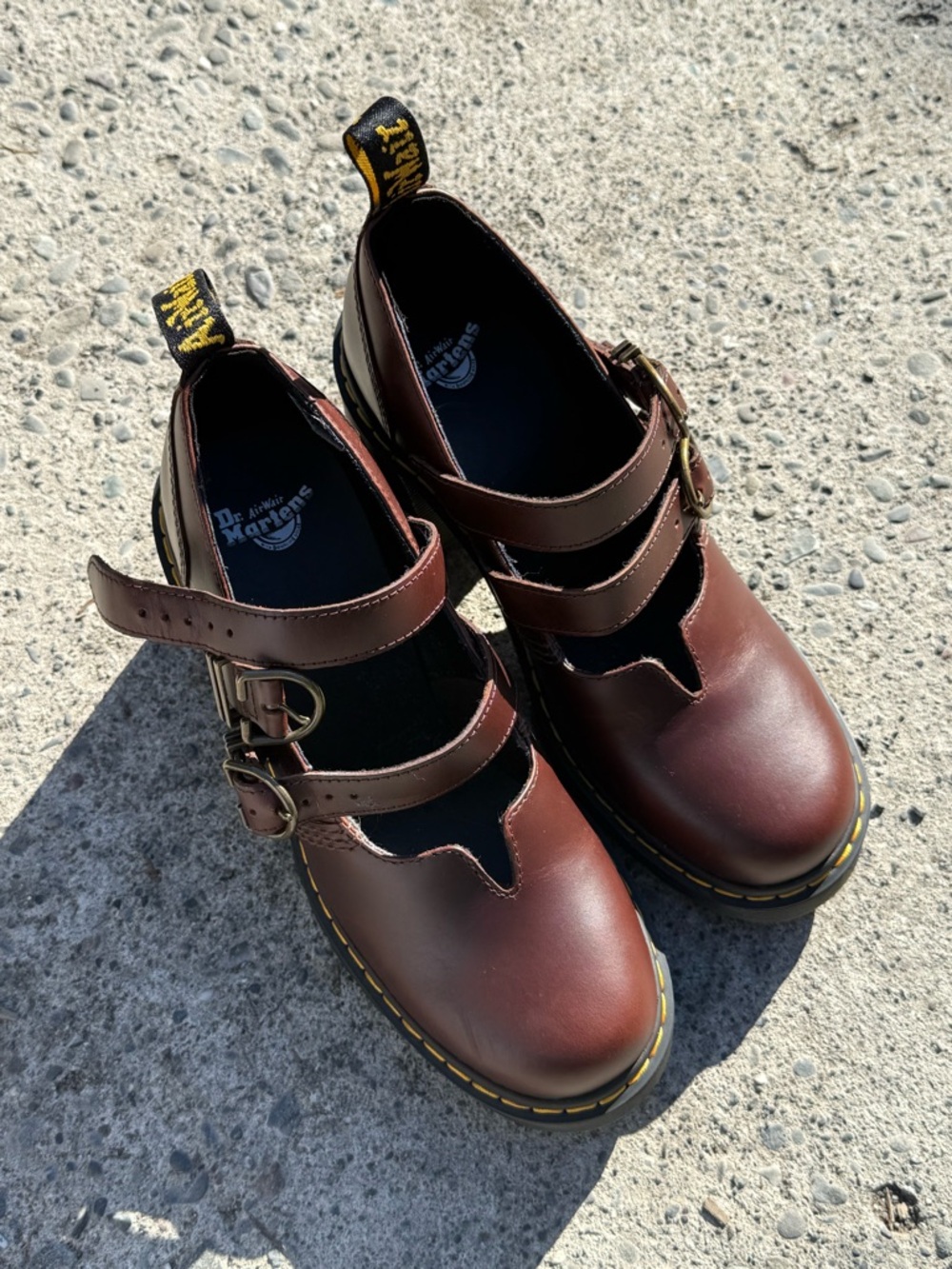 Dr. Martens women’s' Chocolate Brown Double-Strap Mary Jane heeled Shoes